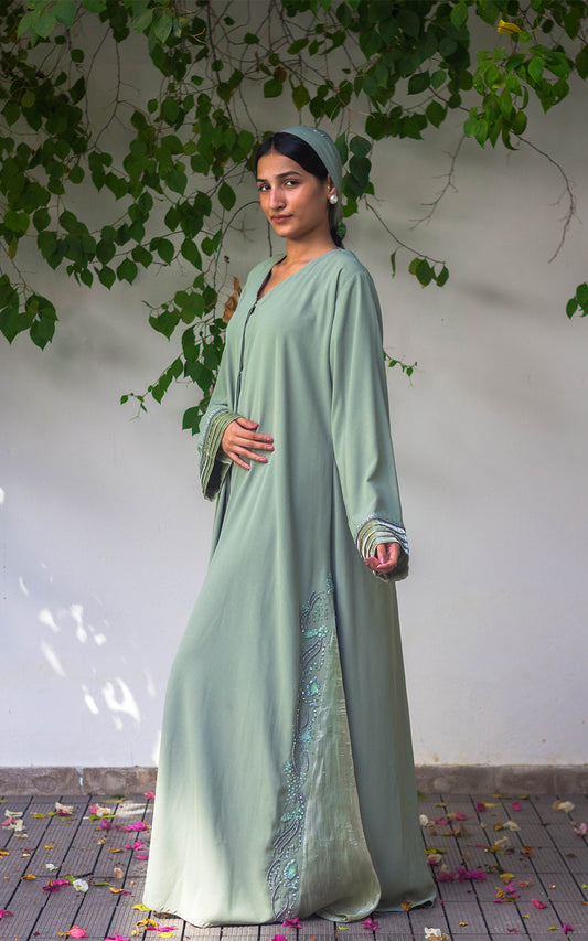 Elegant Nada Fabric Abaya with Organza Dupatta