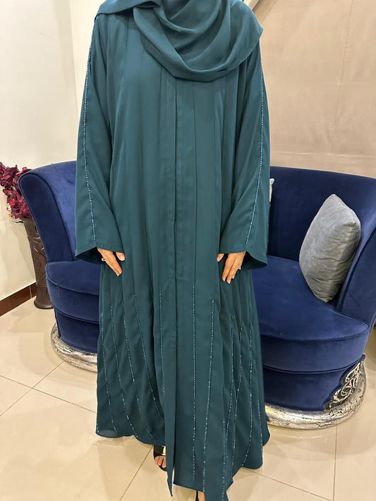 Twilight Teal Embellished Abaya