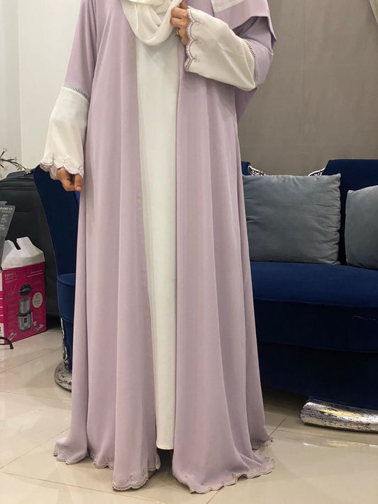 Lilac Scallop Embroidered Gown – Soft Naada Fabric