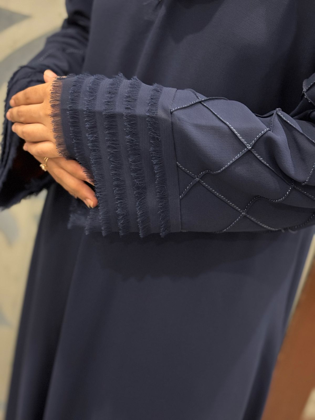 Fringe & Pellet Sleeve Abaya – Korean Georgette Fabric