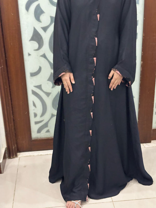 Net Scallop Elegance – Naada Abaya with Sequin Detailing