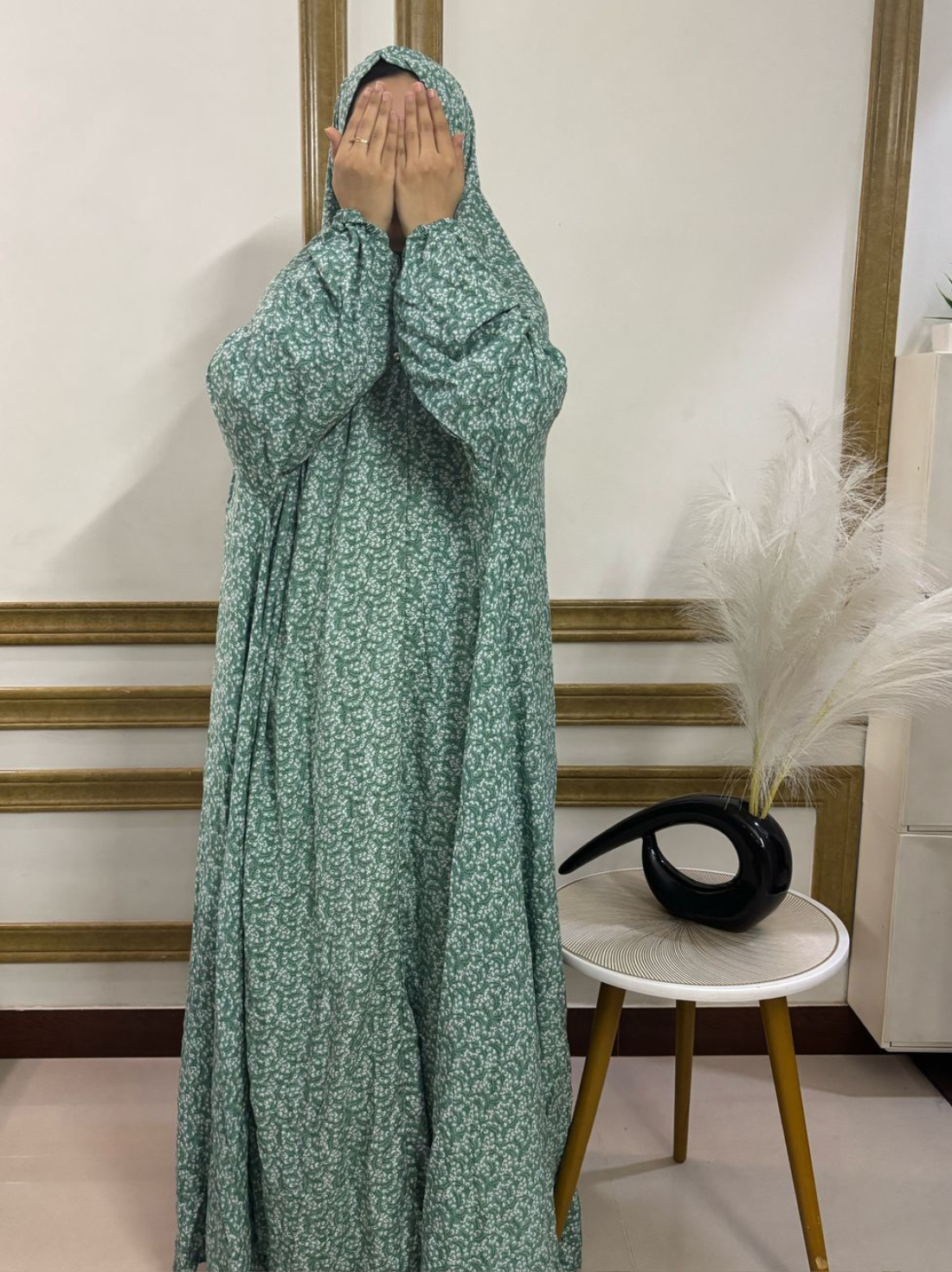 Luxe Linen Namaz Chadar with Pearl Detailing